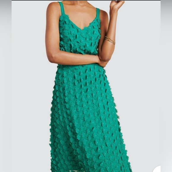 Anthropologie Eva Franco Hanya Textured Green Dress Size 0 Textured embellishmen - Picture 1 of 6